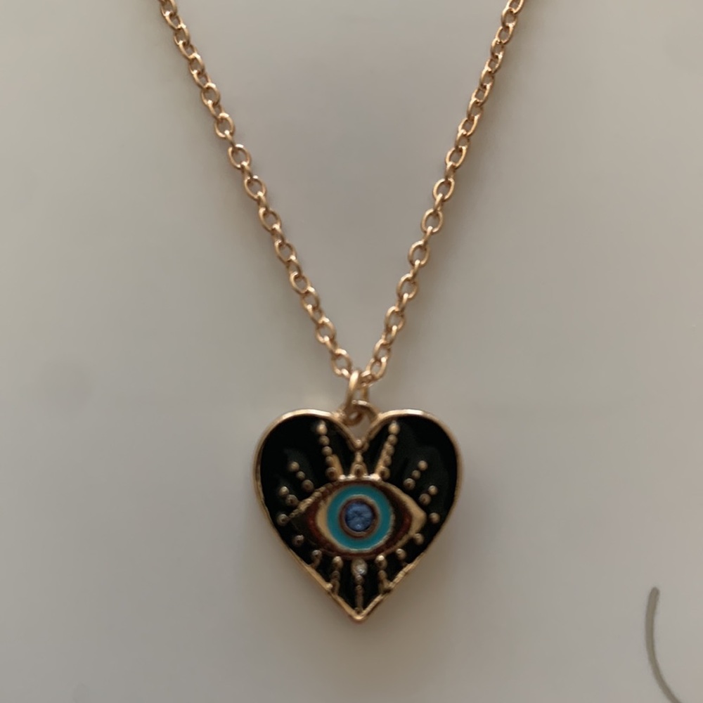 ❌Gifted❌🧿 NWT ward off the evil eye 🧿 gold tone necklace - Picture 3 of 4